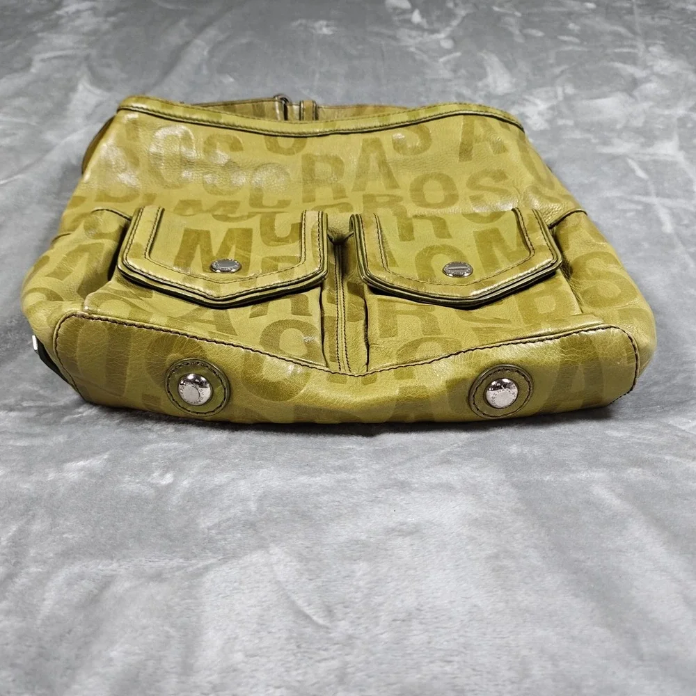Marc by Marc Jacobs Hobo Bag Womens Large Green Leather Monogram Y2K Shoulder